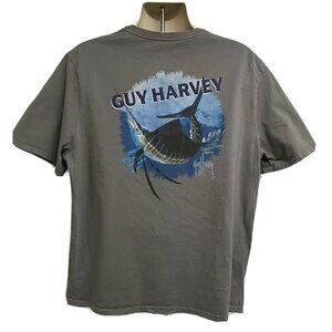 Guy Harvey Aftco Gray Double Graphic TShirt 2XL Fishing Swordfish Unisex Cotton